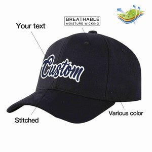 Conception personnalisée de casquette de baseball de sport incurvée noir marine-blanc pour hommes/femmes/jeunes