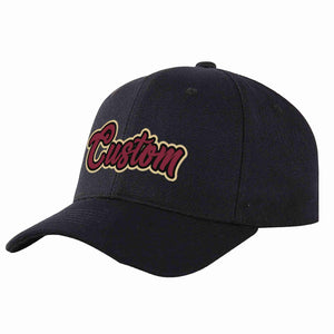 Casquette de baseball de sport incurvée noire cramoisi-noir personnalisée pour hommes/femmes/jeunes