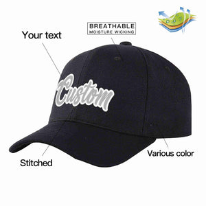 Conception personnalisée de casquette de baseball de sport incurvée noir gris-blanc pour hommes/femmes/jeunes