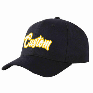 Conception personnalisée de casquette de baseball de sport incurvée noir blanc-or pour hommes/femmes/jeunes