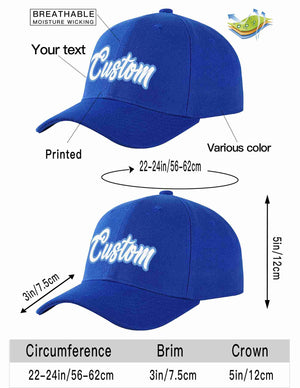 Custom Royal White-Light Blue Curved Eaves Sport Baseball Cap Design for Men/Women/Youth