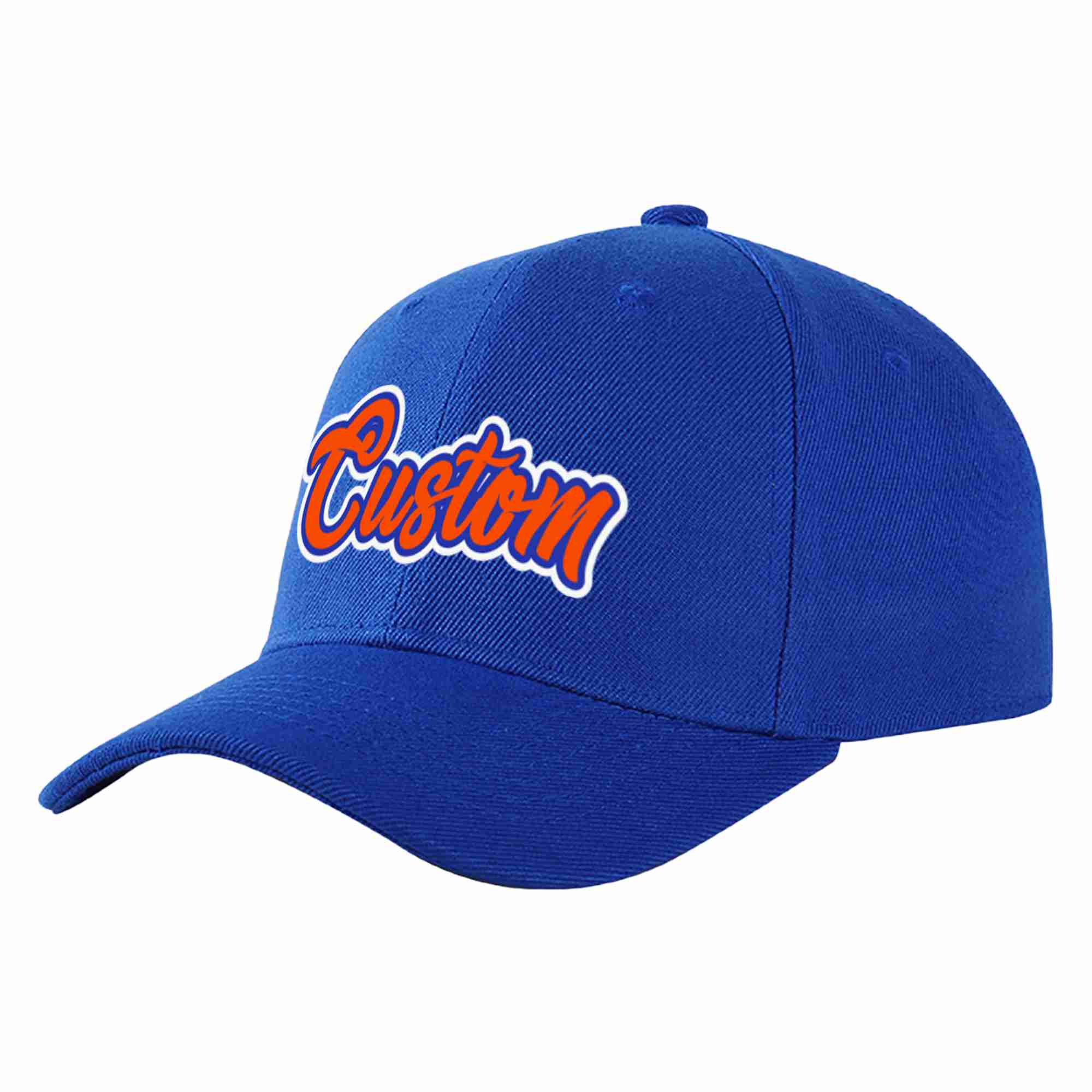 Casquette de baseball personnalisée Royal Orange-Royal Curved Eaves Sport pour hommes/femmes/jeunes