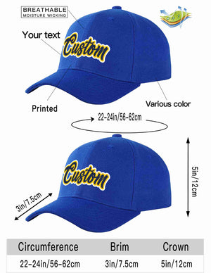 Custom Royal Navy-Yellow Curved Eaves Sport Baseball Cap Design for Men/Women/Youth