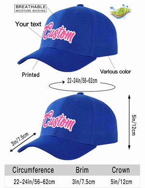 Custom Royal Pink-White Curved Eaves Sport Baseball Cap Design for Men/Women/Youth