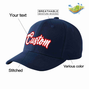 Conception personnalisée de casquette de baseball de sport incurvée blanc-rouge marine pour hommes/femmes/jeunes