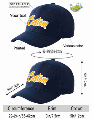 Custom Navy Yellow-White Curved Eaves Sport Baseball Cap Design for Men/Women/Youth