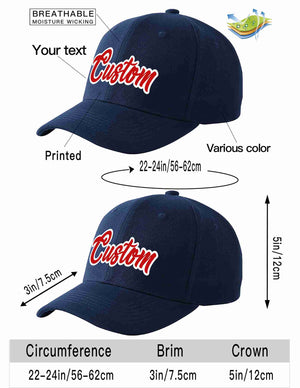 Custom Navy Red-White Curved Eaves Sport Baseball Cap Design for Men/Women/Youth