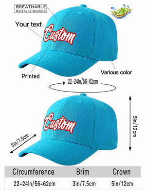 Conception personnalisée de casquette de baseball de sport incurvée blanc-rouge Aqua pour hommes/femmes/jeunes