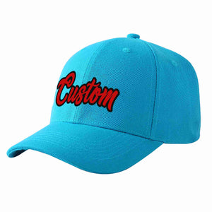 Custom Aqua Red-Black Curved Eaves Sport Baseball Cap Design for Men/Women/Youth