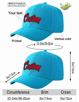 Custom Aqua Red-Navy Curved Eaves Sport Baseball Cap Design for Men/Women/Youth