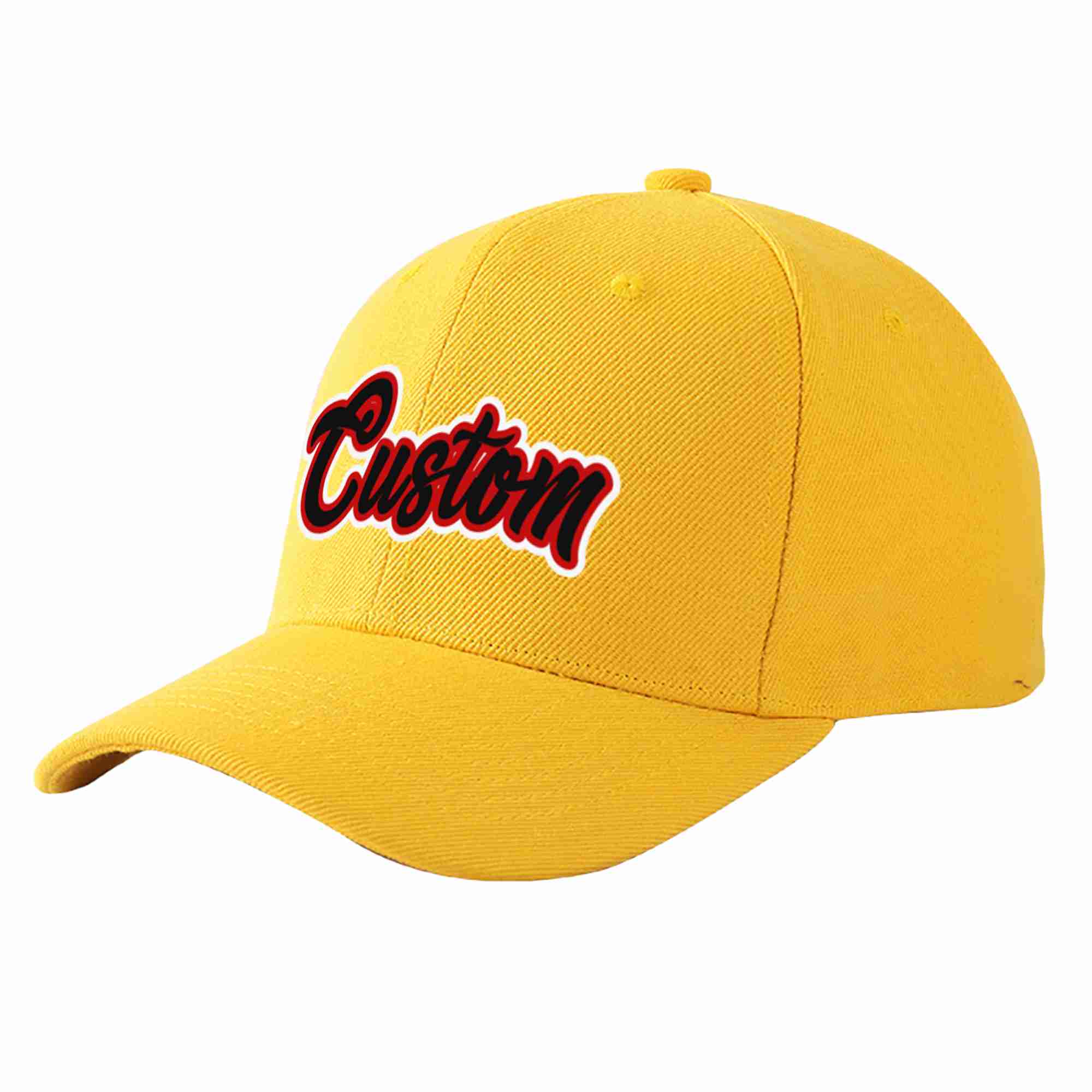 Custom Gold Black-Red Curved Eaves Sport Baseball Cap Design for Men/Women/Youth