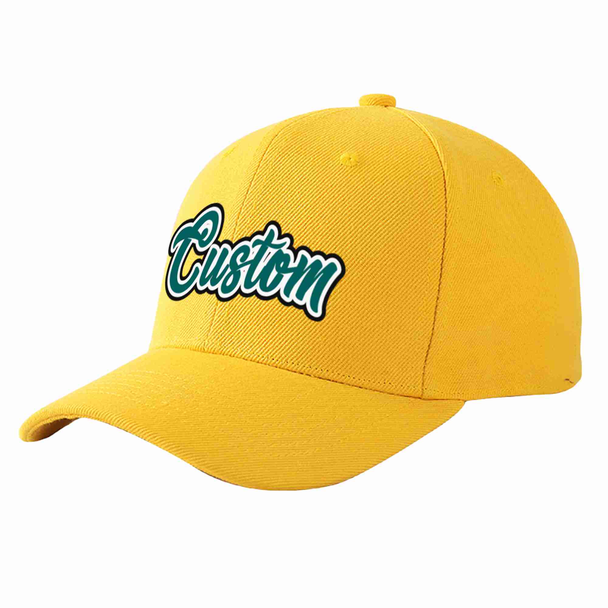 Conception de casquette de baseball de sport incurvée Eaves or Aqua-White personnalisée pour hommes/femmes/jeunes