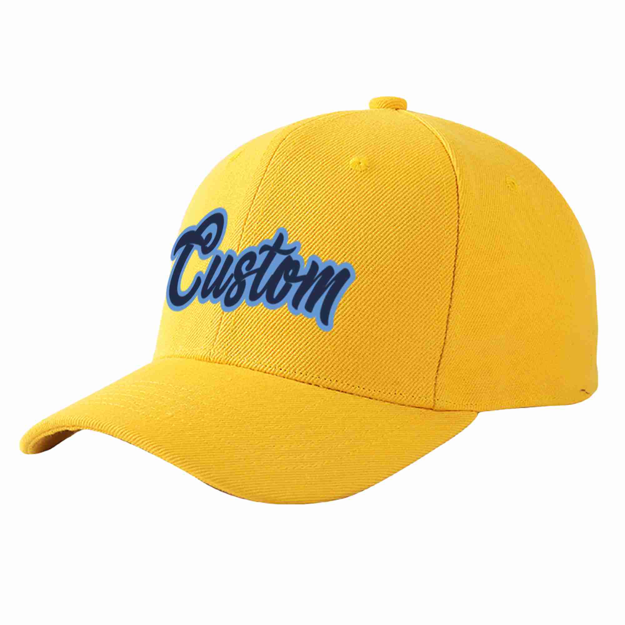 Conception personnalisée de casquette de baseball de sport incurvée bleu marine-bleu clair pour hommes/femmes/jeunes