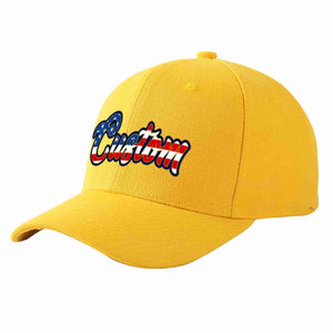 Custom Gold Vintage USA Flag-Gold Curved Eaves Sport Baseball Cap Design for Men/Women/Youth