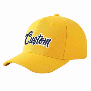 Conception personnalisée de casquette de baseball de sport courbée en or marine-blanc pour hommes/femmes/jeunes