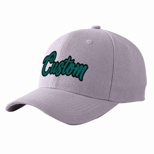 Conception personnalisée de casquette de baseball de sport incurvée gris aqua-noir pour hommes/femmes/jeunes