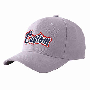 Custom Gray Navy-White Curved Eaves Sport Baseball Cap Design for Men/Women/Youth