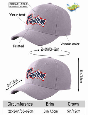 Custom Gray Navy-White Curved Eaves Sport Baseball Cap Design for Men/Women/Youth