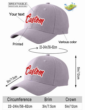 Custom Gray Red-White Curved Eaves Sport Baseball Cap Design for Men/Women/Youth