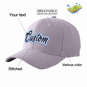 Custom Gray Navy-White Curved Eaves Sport Baseball Cap Design for Men/Women/Youth