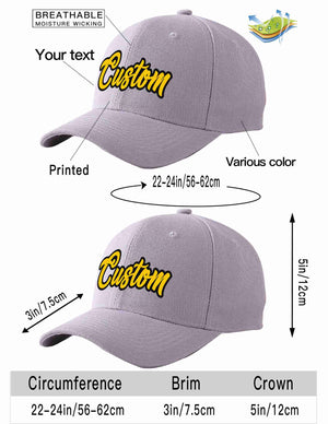 Custom Gray Gold-Black Curved Eaves Sport Baseball Cap Design for Men/Women/Youth