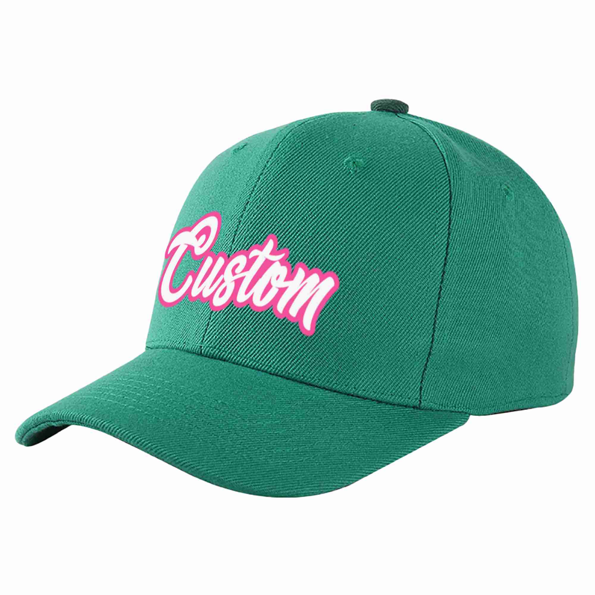 Custom Light Green White-Pink Curved Eaves Sport Baseball Cap Design for Men/Women/Youth