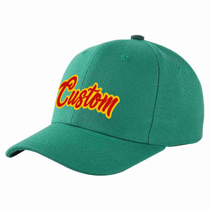 Custom Light Green Red-Yellow Curved Eaves Sport Baseball Cap Design for Men/Women/Youth