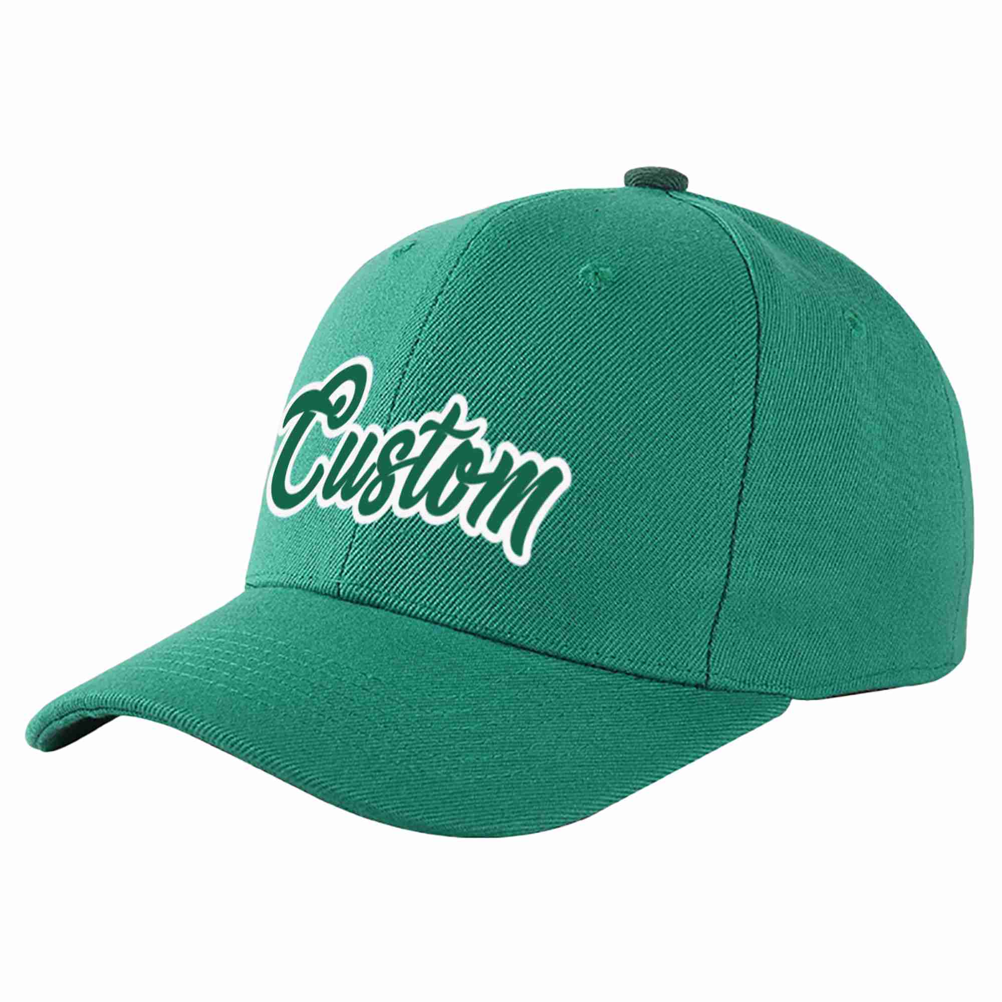 Casquette de baseball incurvée personnalisée vert clair Kelly vert-blanc pour hommes/femmes/jeunes