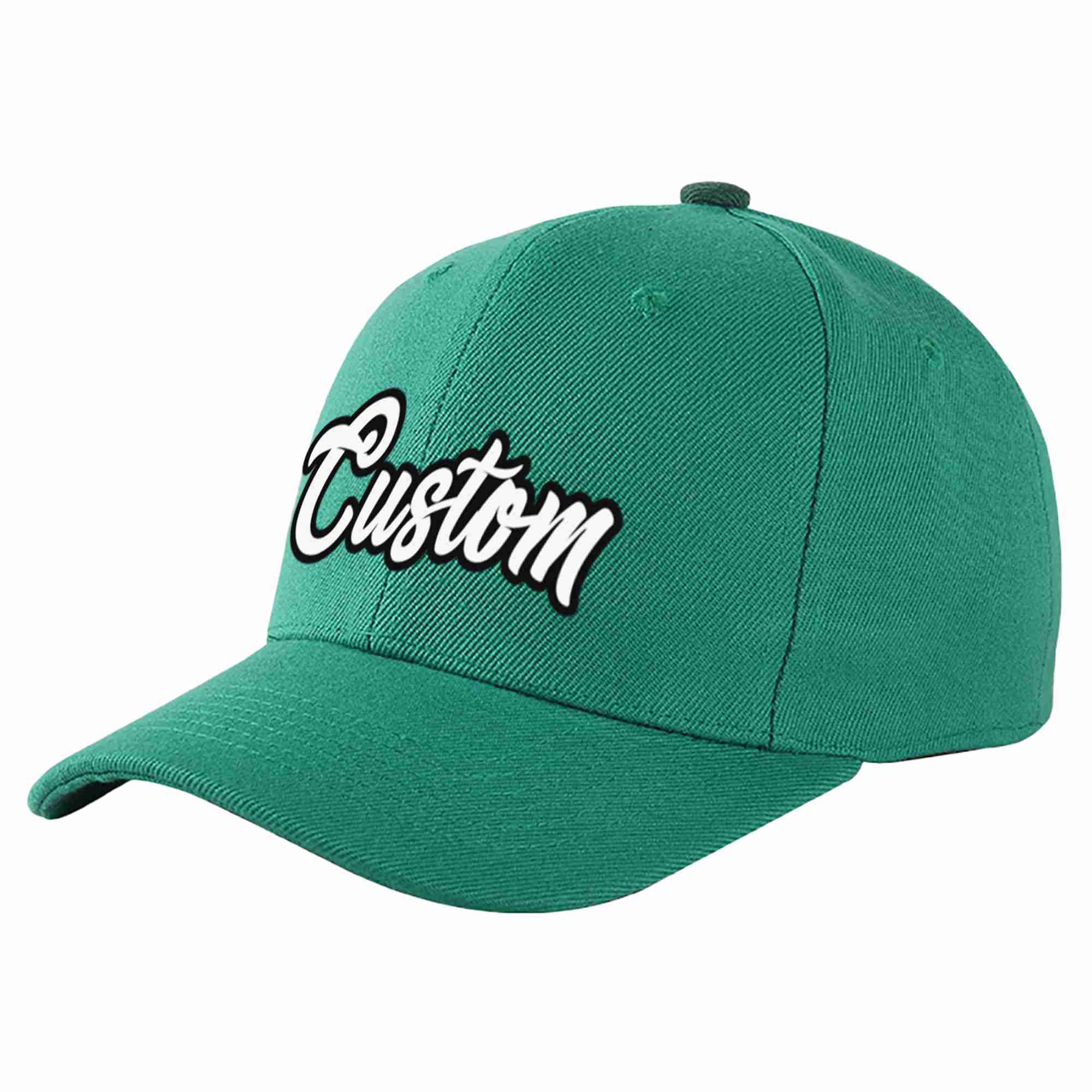 Conception personnalisée de casquette de baseball de sport incurvée vert clair blanc-noir pour hommes/femmes/jeunes