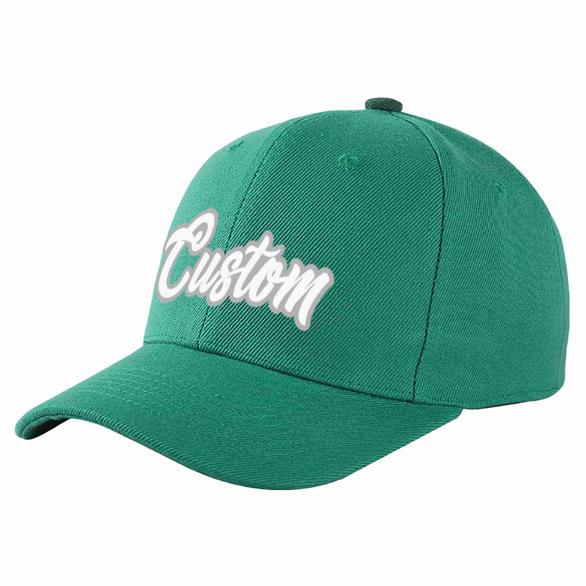 Conception personnalisée de casquette de baseball de sport incurvée vert clair blanc-gris pour hommes/femmes/jeunes