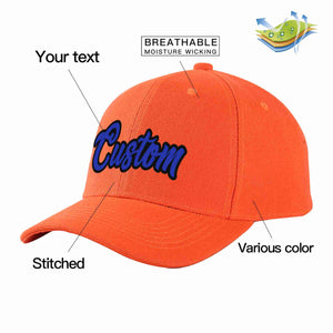 Custom Tangerine Royal-Black Curved Eaves Sport Baseball Cap Design for Men/Women/Youth