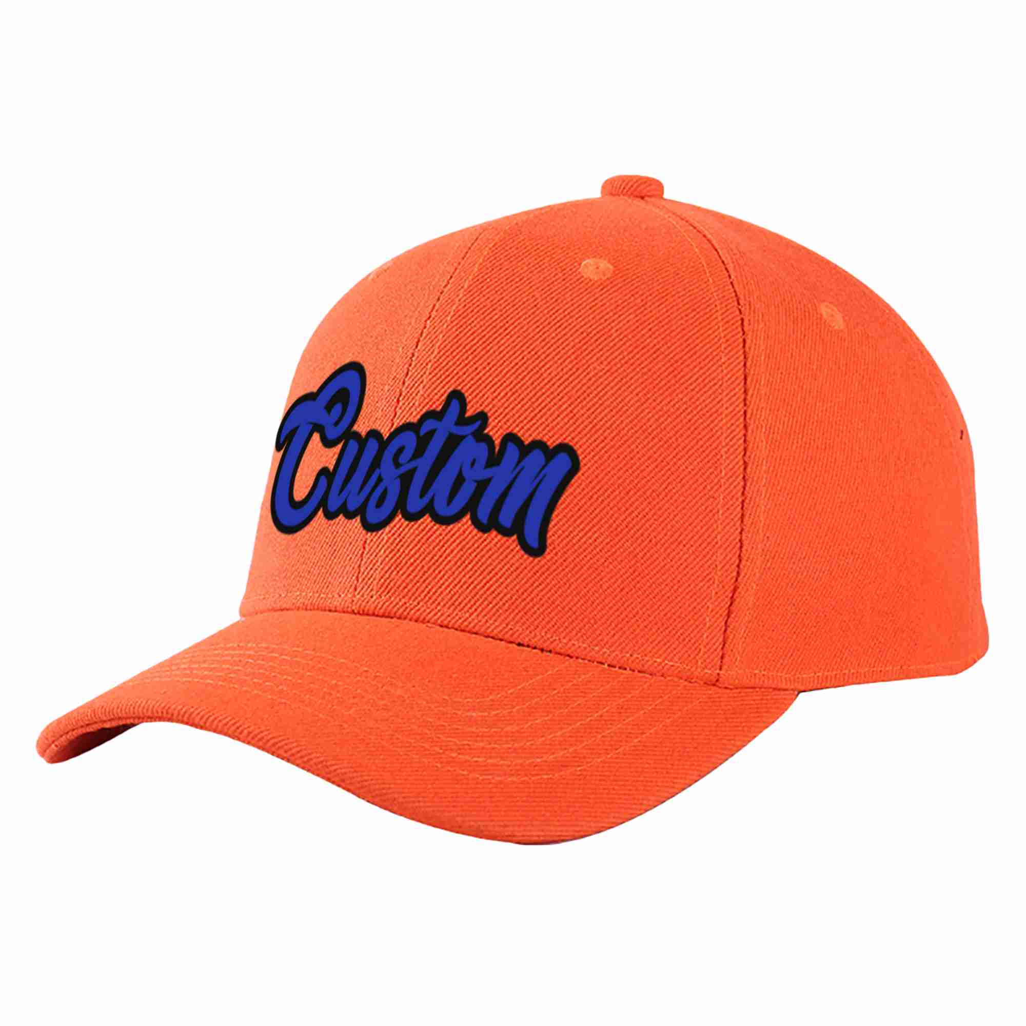 Casquette de baseball personnalisée Tangerine Royal-Black Curved Eaves Sport pour hommes/femmes/jeunes