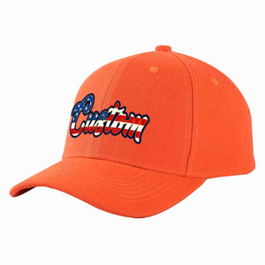 Custom Tangerine Vintage USA Flag-Gold Curved Eaves Sport Baseball Cap Design for Men/Women/Youth