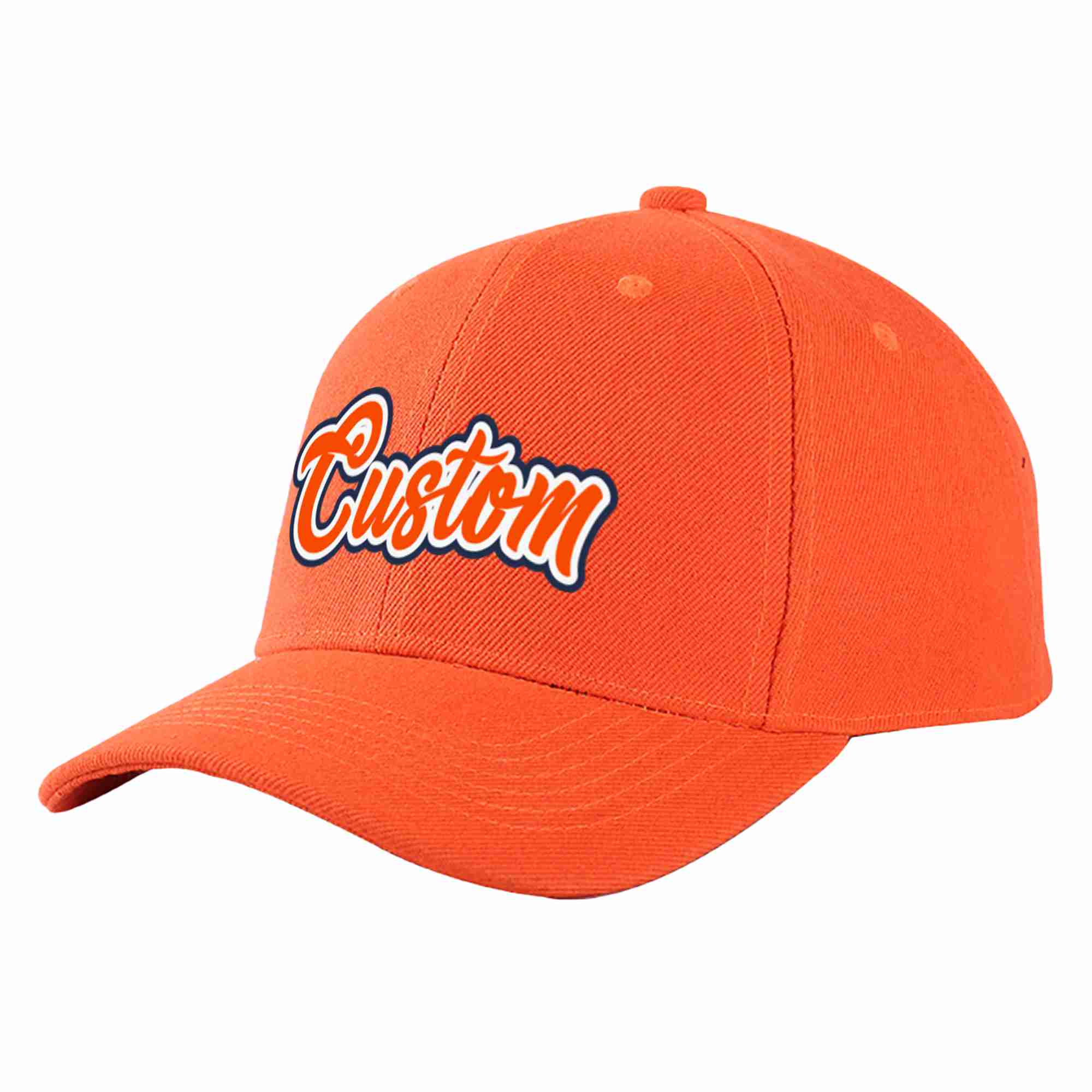 Conception personnalisée de casquette de baseball de sport incurvée orange-blanc mandarine pour hommes/femmes/jeunes