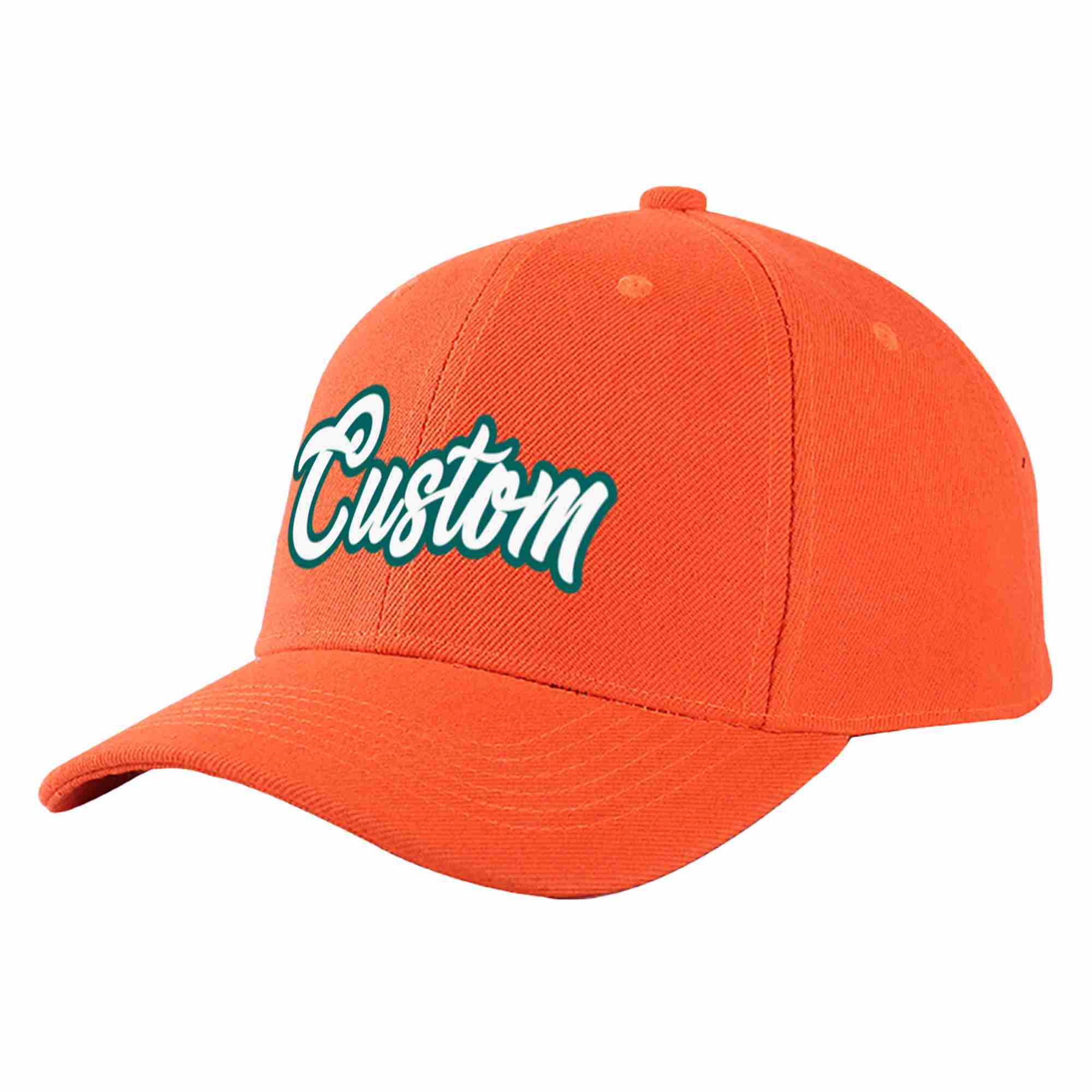 Casquette de baseball personnalisée Tangerine White-Aqua Curved Eaves Sport pour hommes/femmes/jeunes