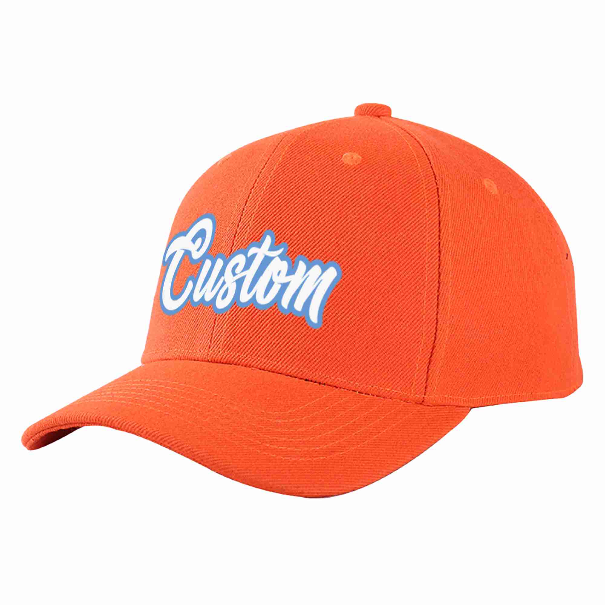 Casquette de baseball de sport incurvée personnalisée Tangerine blanc-bleu clair pour hommes/femmes/jeunes