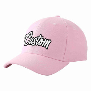 Conception personnalisée de casquette de baseball de sport incurvée rose blanc-noir pour hommes/femmes/jeunes