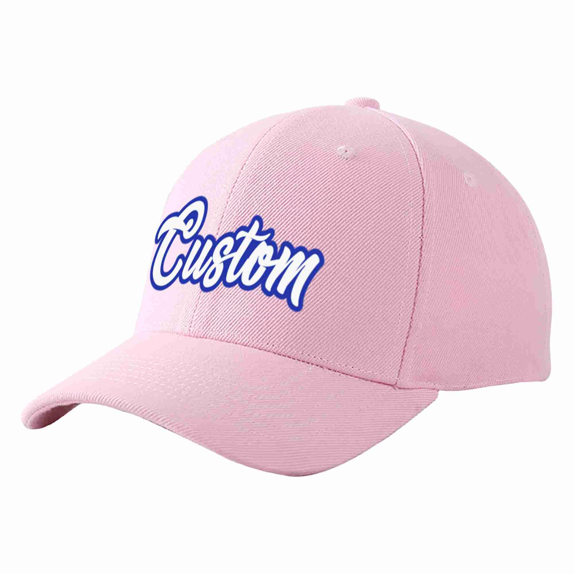 Custom Pink White-Royal Curved Eaves Sport Baseball Cap Design for Men/Women/Youth