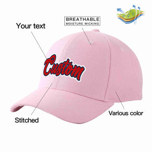 Conception personnalisée de casquette de baseball de sport incurvée rose rouge-marine pour hommes/femmes/jeunes