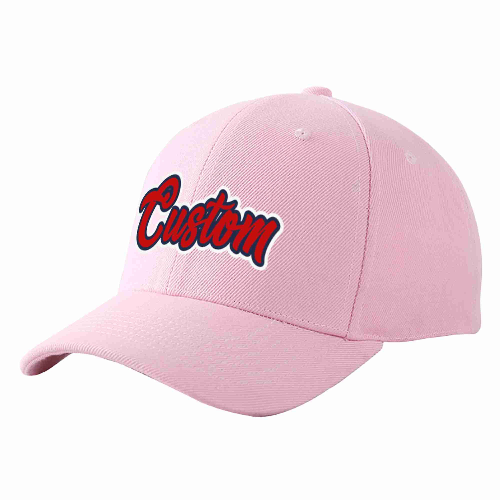 Custom Pink Red-Navy Curved Eaves Sport Baseball Cap Design for Men/Women/Youth