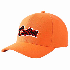 Conception personnalisée de casquette de baseball de sport incurvée orange noir-rouge pour hommes/femmes/jeunes