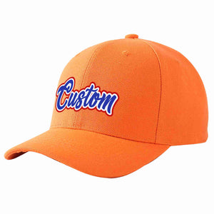 Custom Orange Royal-White Curved Eaves Sport Baseball Cap Design for Men/Women/Youth