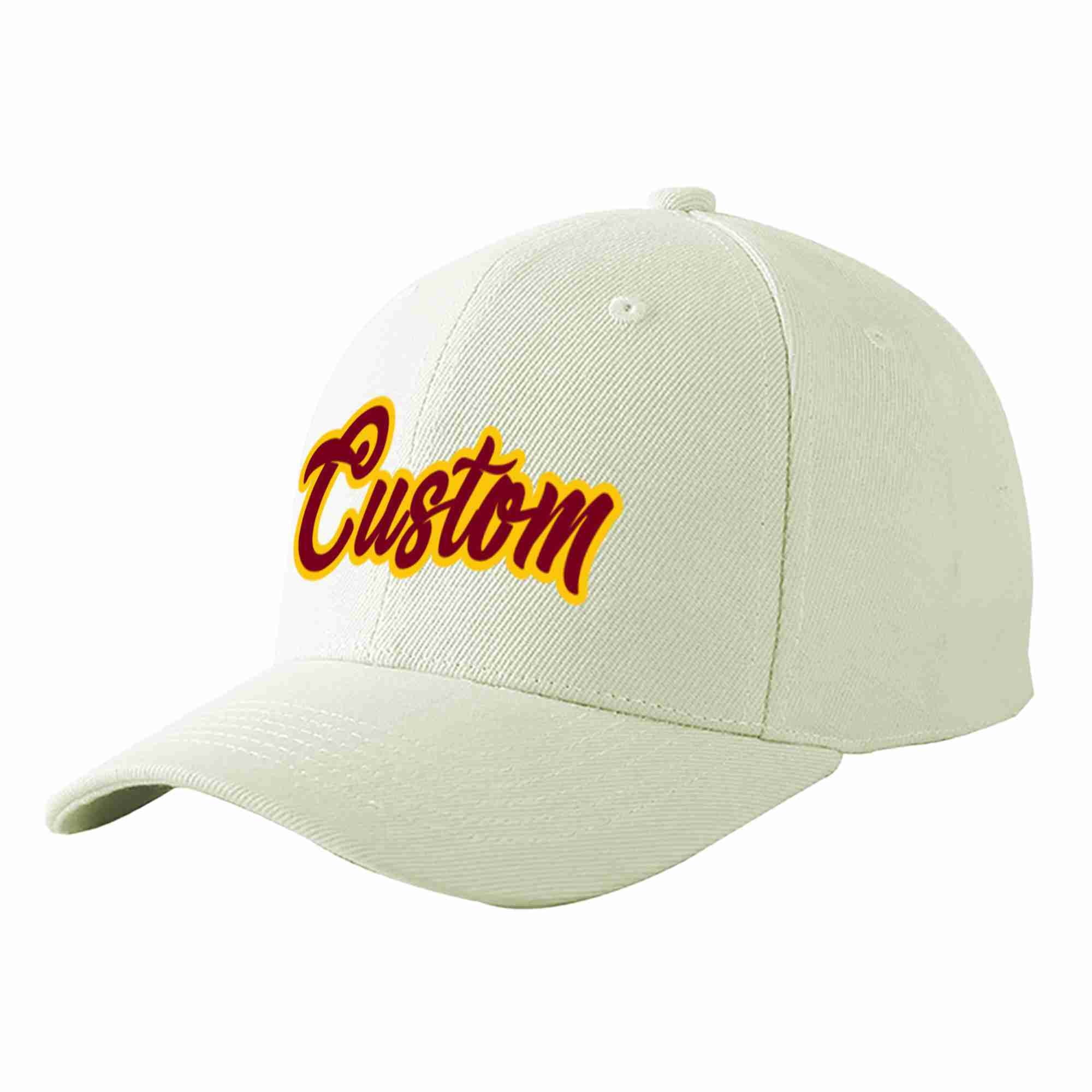 Casquette de baseball de sport incurvée crème cramoisi-or personnalisée pour hommes/femmes/jeunes