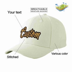 Custom Cream Old Gold-Black Curved Eaves Sport Baseball Cap Design for Men/Women/Youth