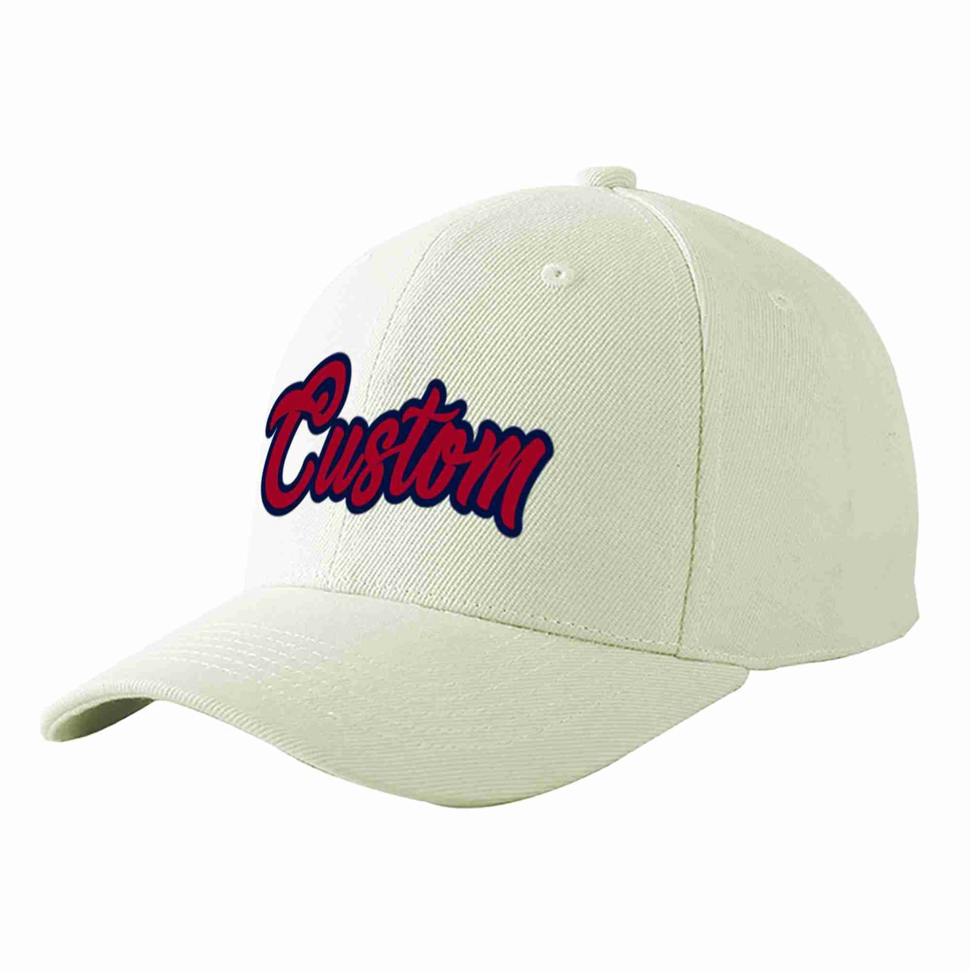 Casquette de baseball de sport incurvée rouge-marine crème personnalisée pour hommes/femmes/jeunes