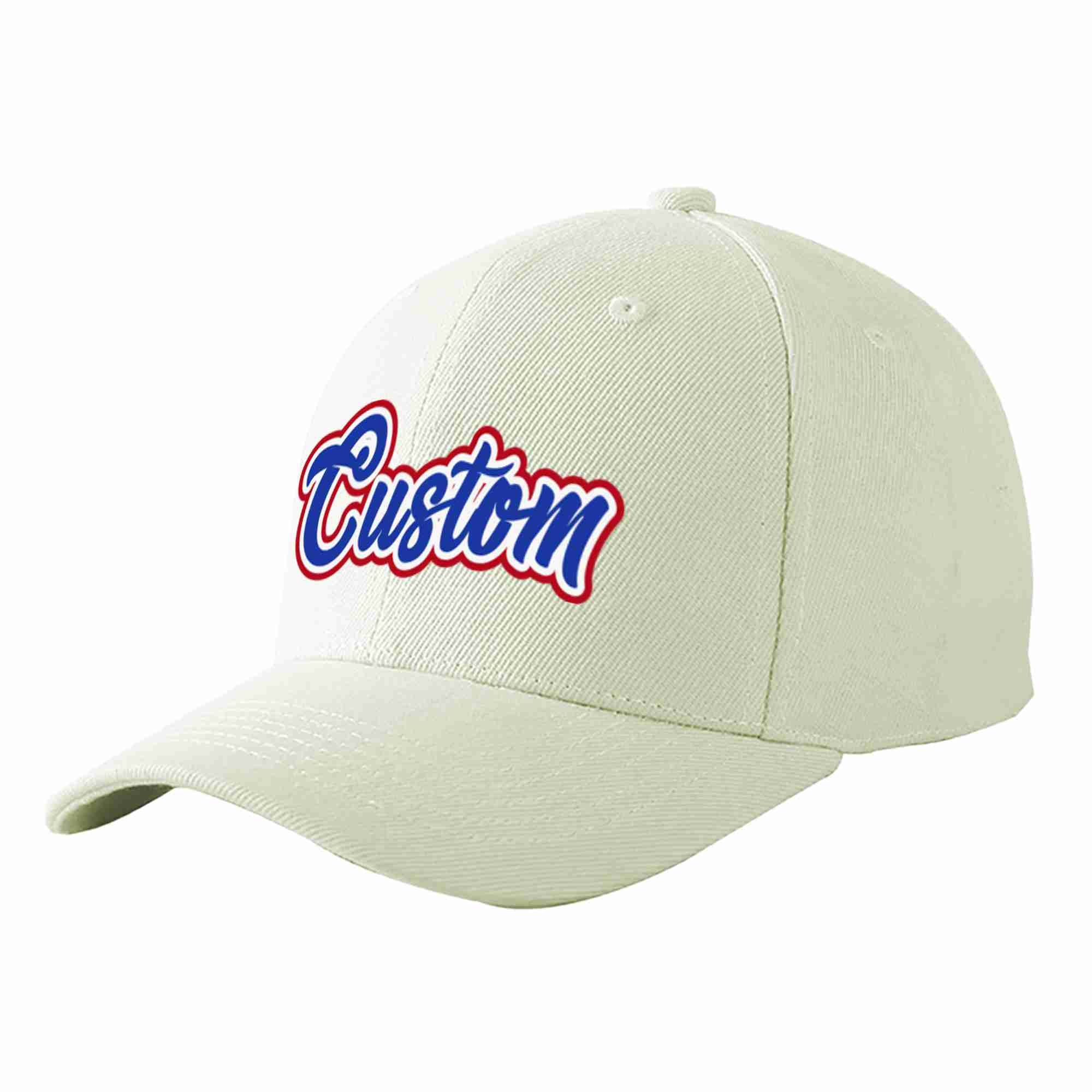 Custom Cream Royal-White Curved Eaves Sport Baseball Cap Design for Men/Women/Youth