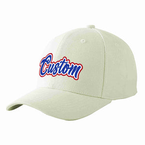 Conception personnalisée de casquette de baseball de sport incurvée blanc royal-blanc crème pour hommes/femmes/jeunes