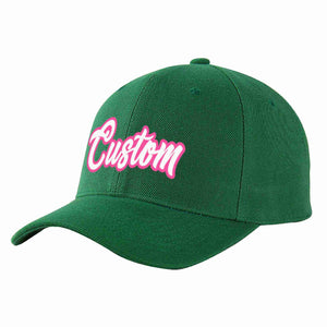 Conception personnalisée de casquette de baseball de sport incurvée vert blanc-rose pour hommes/femmes/jeunes