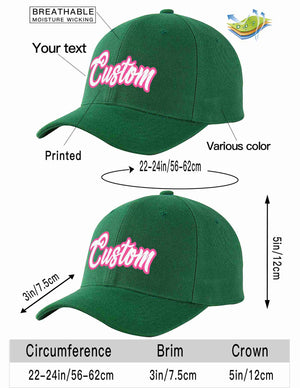 Conception personnalisée de casquette de baseball de sport incurvée vert blanc-rose pour hommes/femmes/jeunes