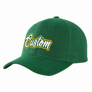 Conception personnalisée de casquette de baseball de sport à avant-toit incurvé vert blanc-kelly vert pour hommes/femmes/jeunes